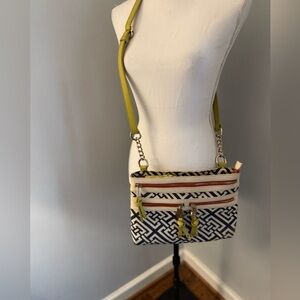 Spartina 449  blue/white lime purse. Crossbody. Linen and genuine leather